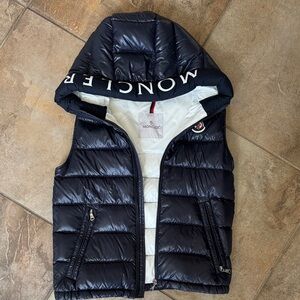 Moncler Navy and White Puffer Vest size 12